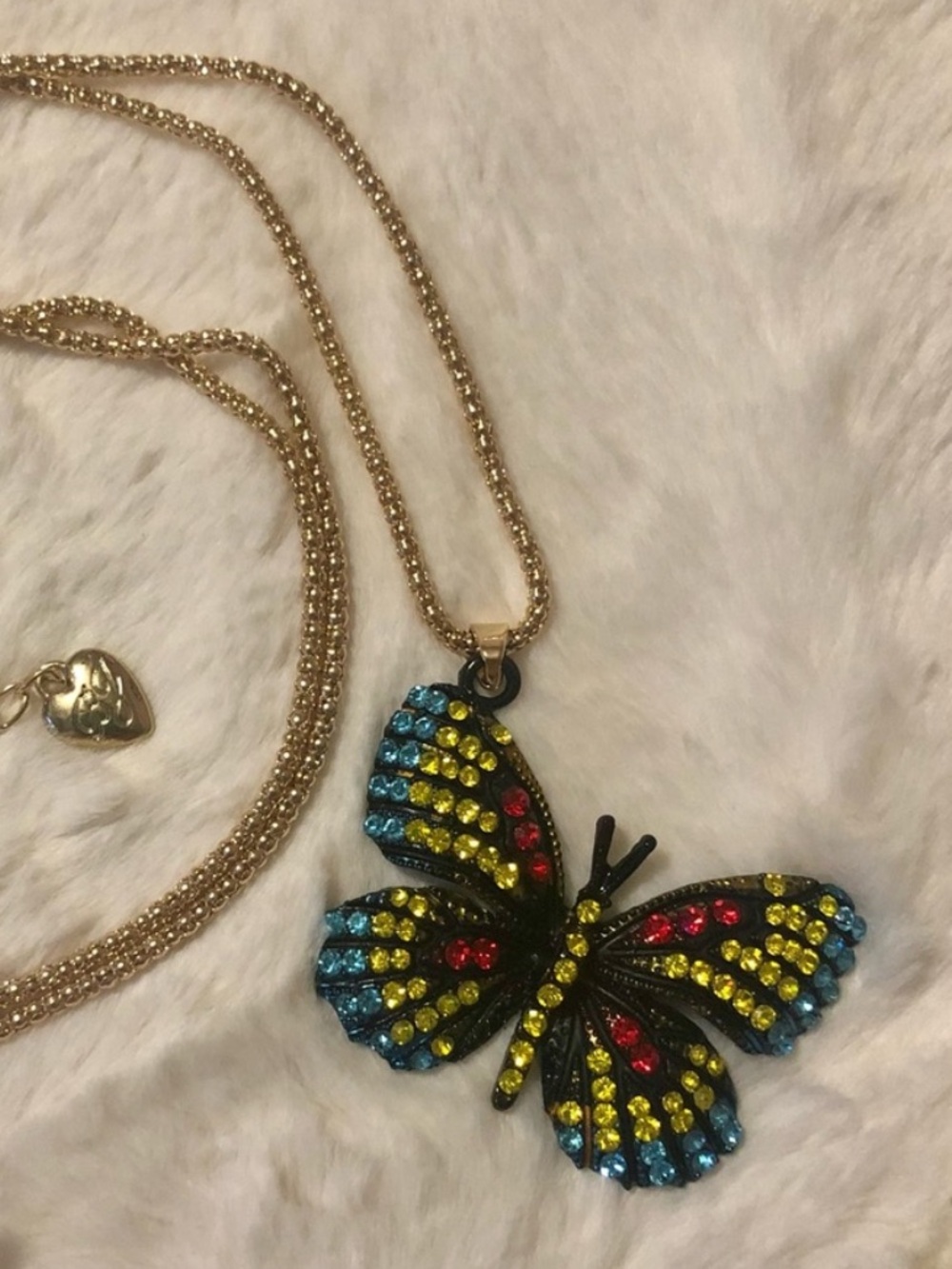 NEW✨ Betsey Johnson Rhinestones Monarch Butterfly Pendant Long Sweater Necklace